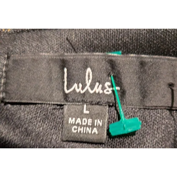 Women's Lulus Black Glitter Skater Mini Dress L - Picture 9 of 9